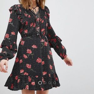 River Island Floral rose print skater mini dress